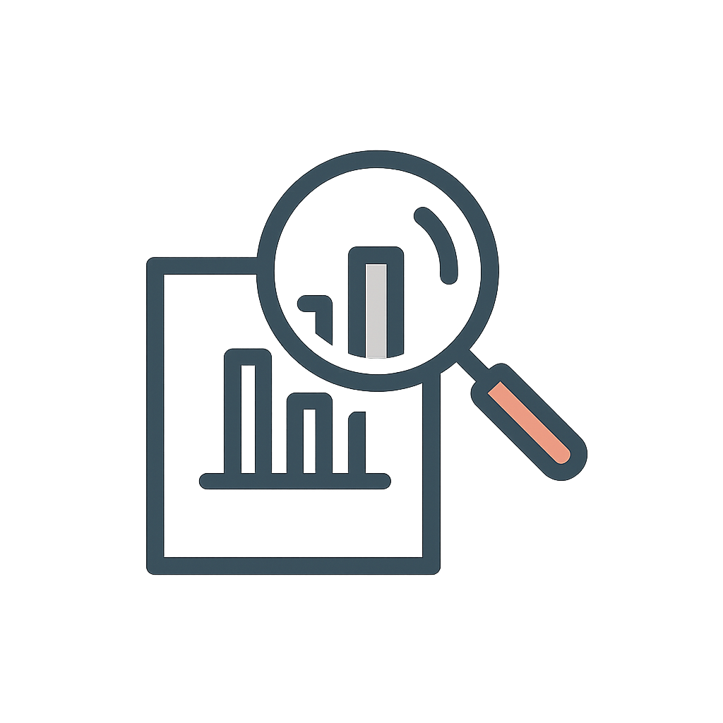Symbolbild für Analyse, eine Lupe vor einem Diagramm